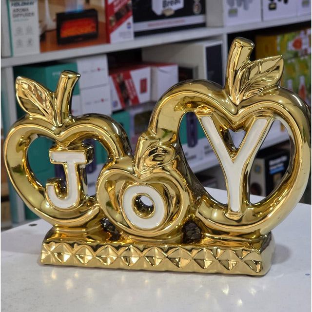 Golden JOY Apple-Themed Ceramic Tabletop Decor – Luxury Accent Piece