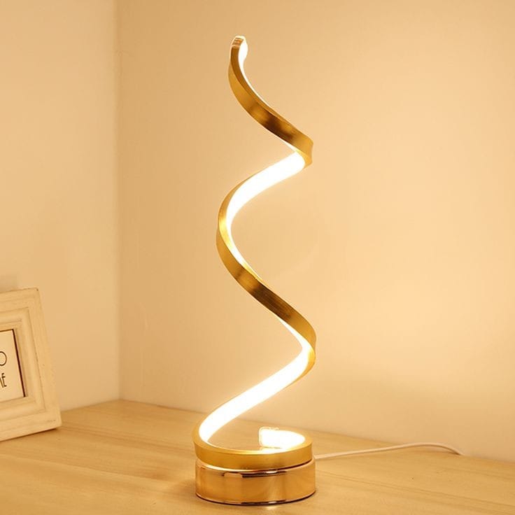 Golden Vertical Spiral LED Table Lamp