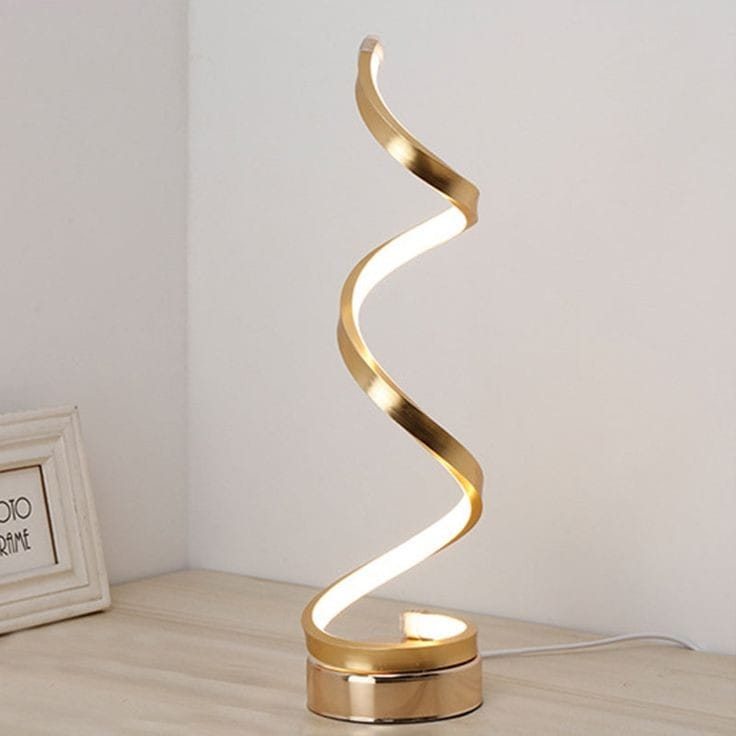 Golden Vertical Spiral LED Table Lamp