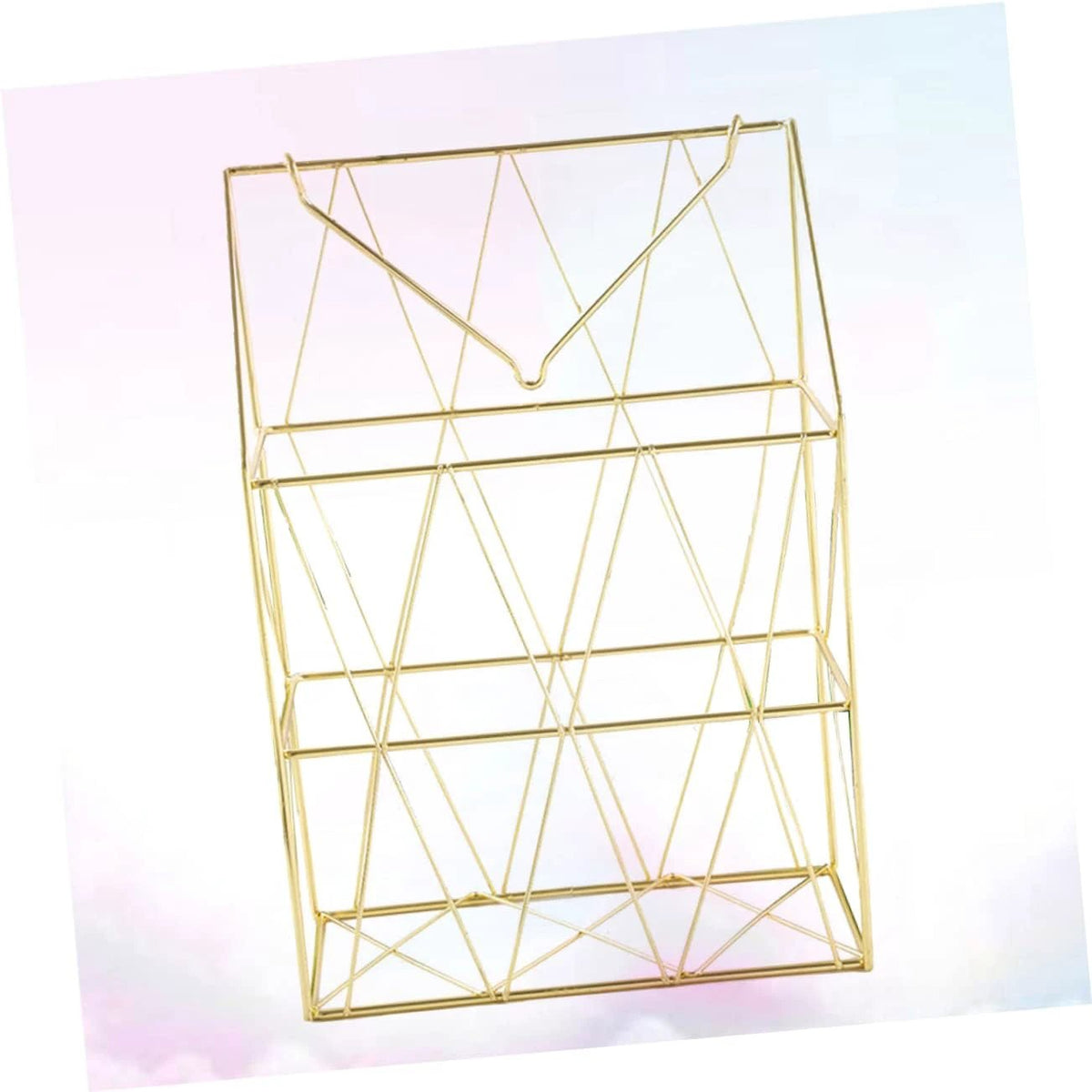 Golden Wall Mounted Magazine Desk Organizer | Stainless Steel | Metal Wire Newspaper Holder Hanging Magazine Rack File Holder Wall Black November Desk Organizers