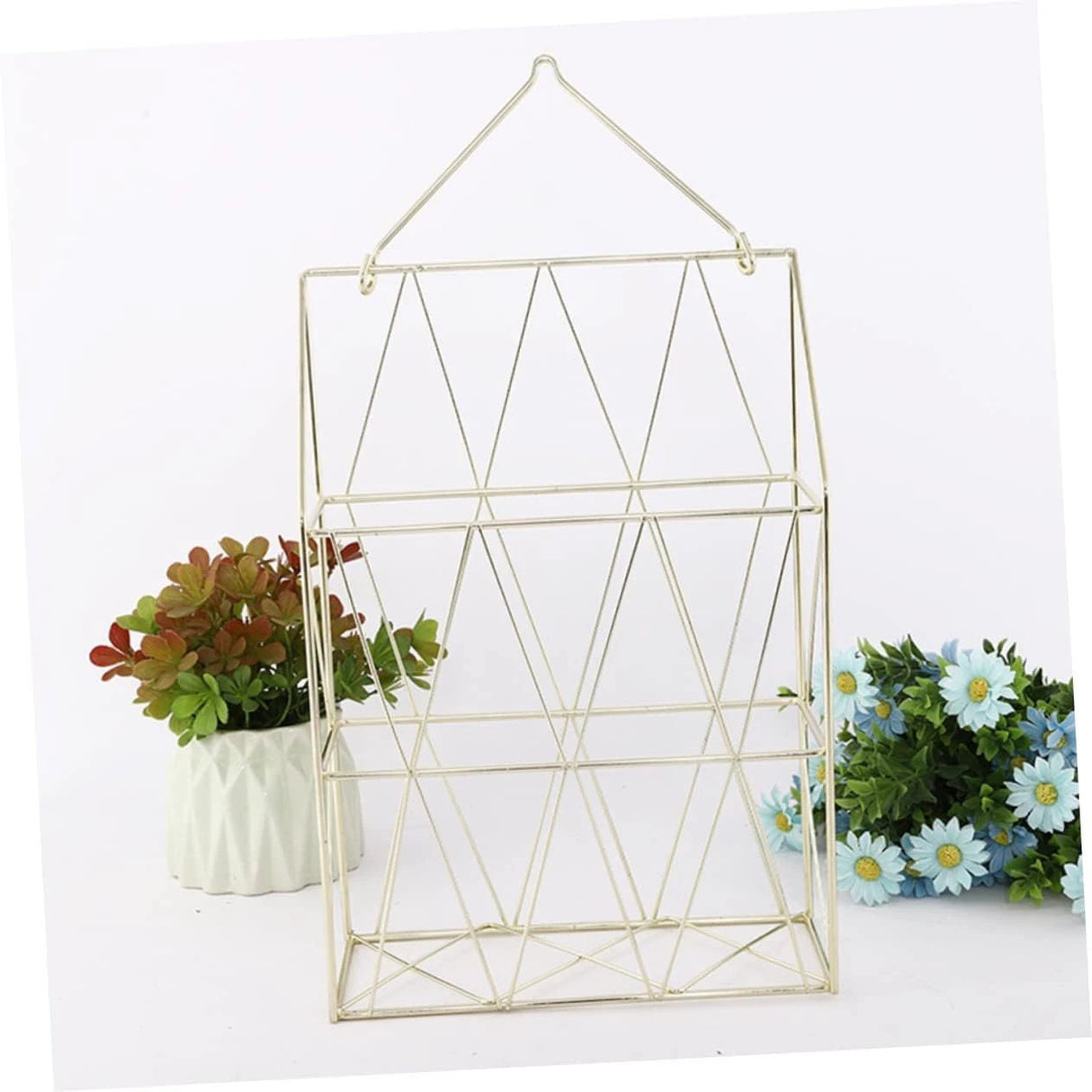Golden Wall Mounted Magazine Desk Organizer | Stainless Steel | Metal Wire Newspaper Holder Hanging Magazine Rack File Holder Wall Black November Desk Organizers