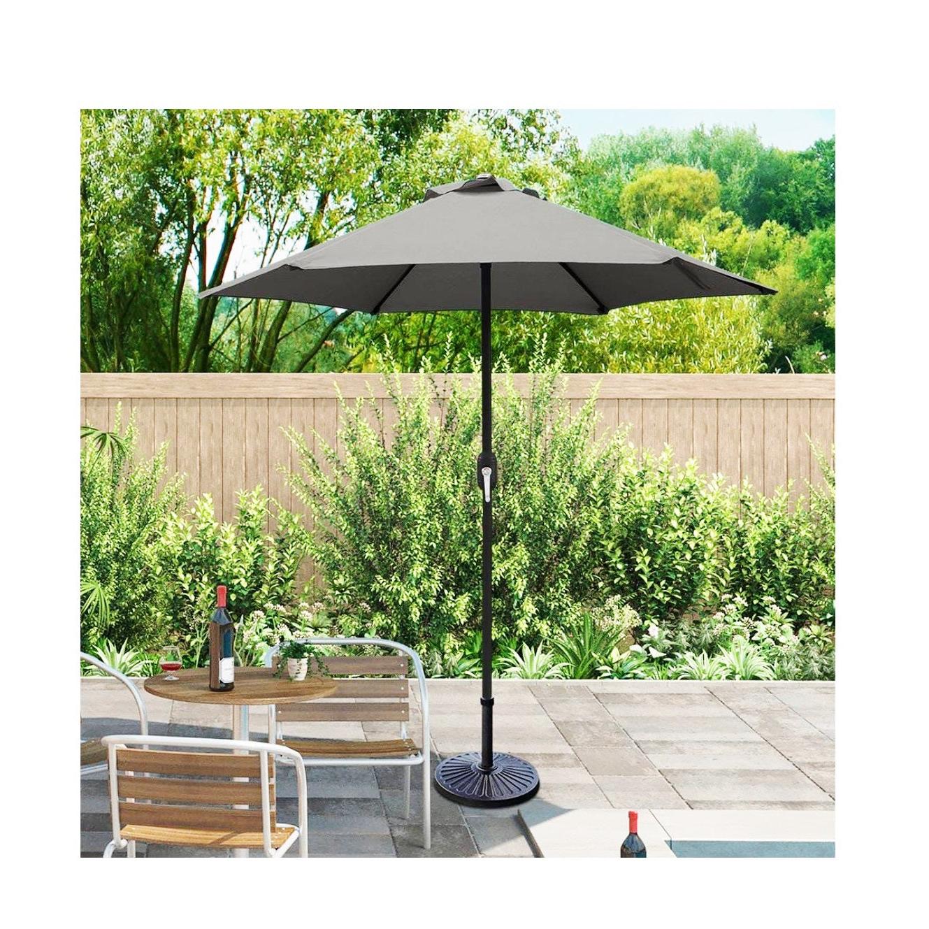 Grey Outdoor Umbrella with Base.