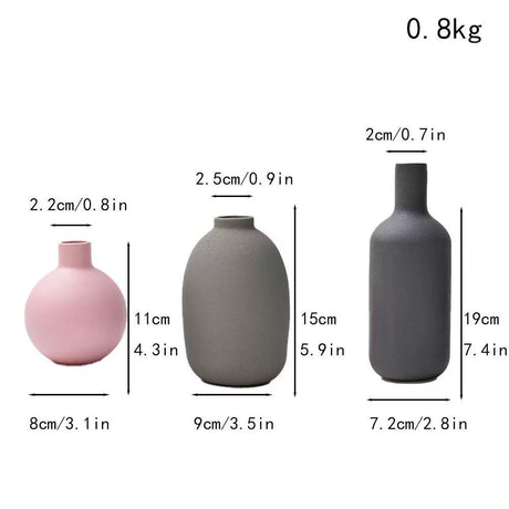 Handmade Ceramic Vase Set – 3-Piece Elegant Decorative Vases in Muted Tones