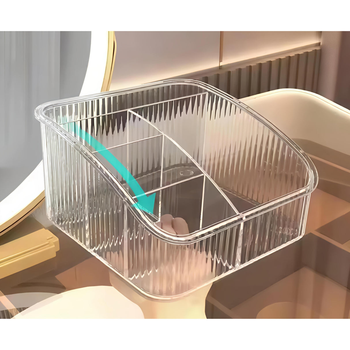 Heavy Acrylic 4-Grid Cosmetic Organizer Clear