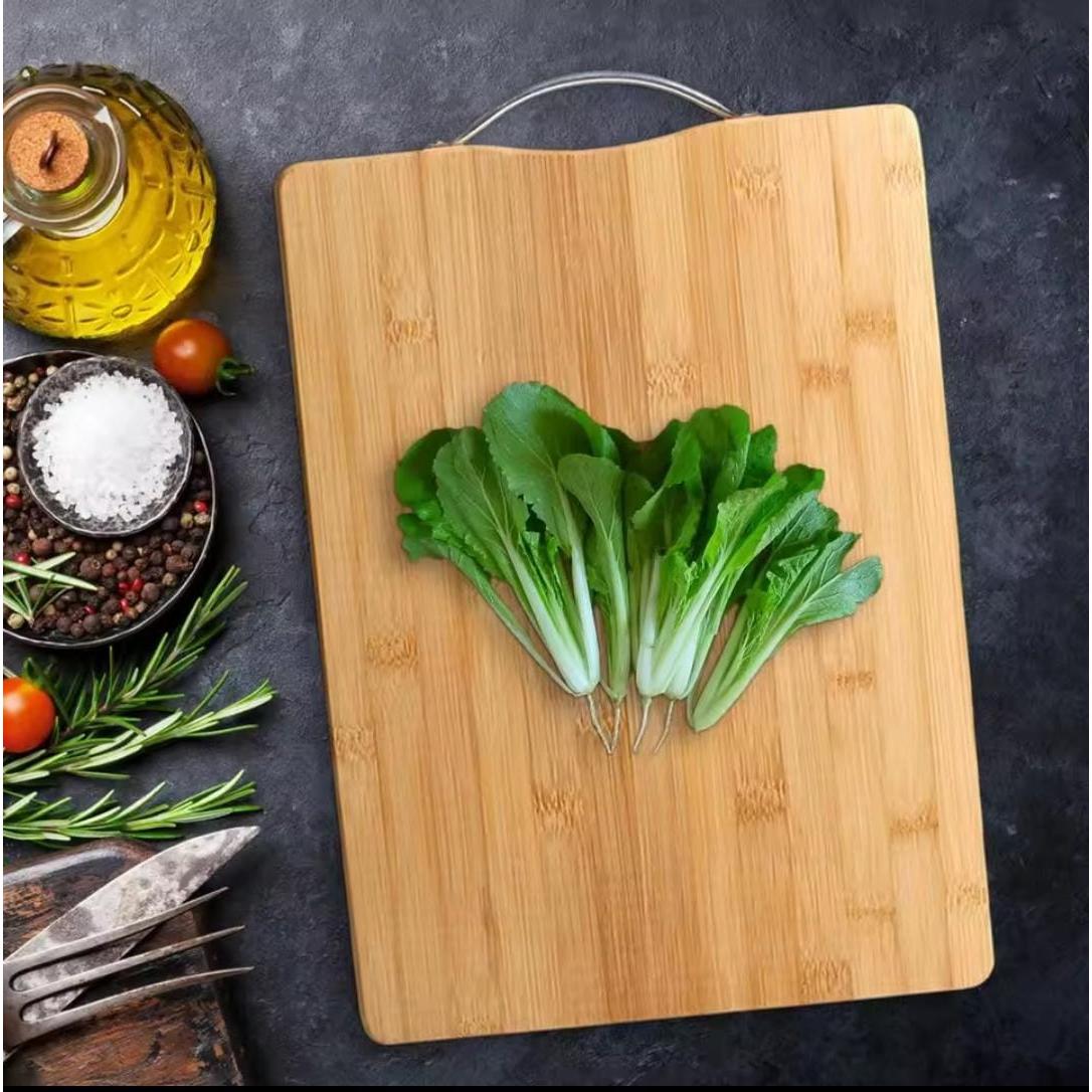 Heavy Wooden Chopping Board with Metallic Handle 36x28cm Durable Cutting Surface