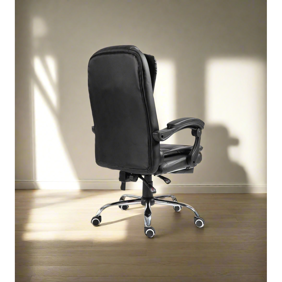 High Back Leather Swivel Chair with Massage and Footrest Luxury Reclining Computer Office Chair