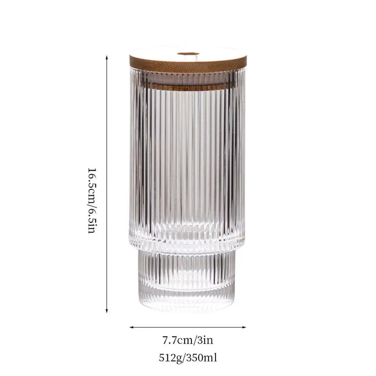 High Borosilicate Glass Tumbler 350ml with Bamboo Lid, Straw & Cleaner Tumblers
