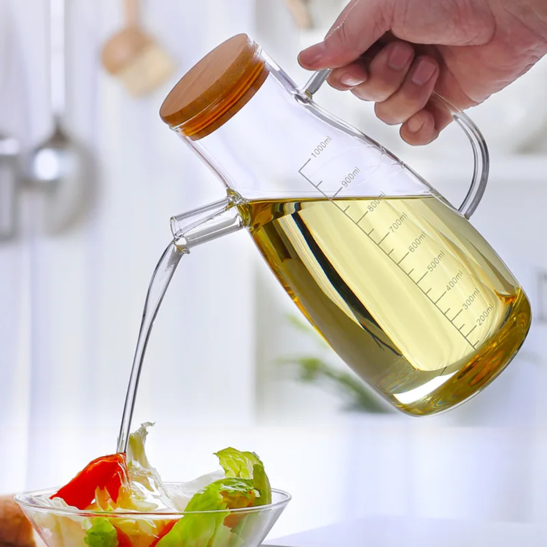 High Borosilicate Oil Jar with Decorative Flower and Airtight Lid – 550ml Capacity