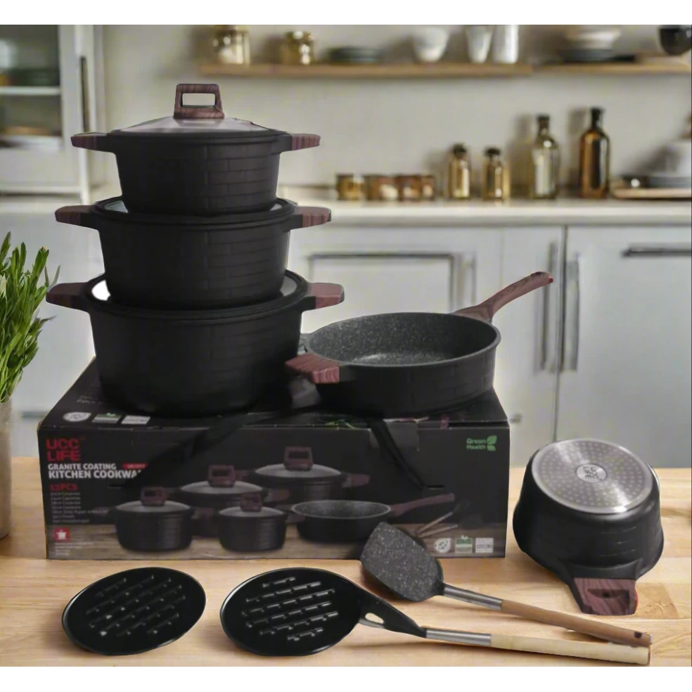 High Quality 13 Piece Granite Coating Cookware Set Durable & Non-Stick Kitchen Essentials Cookware Sets