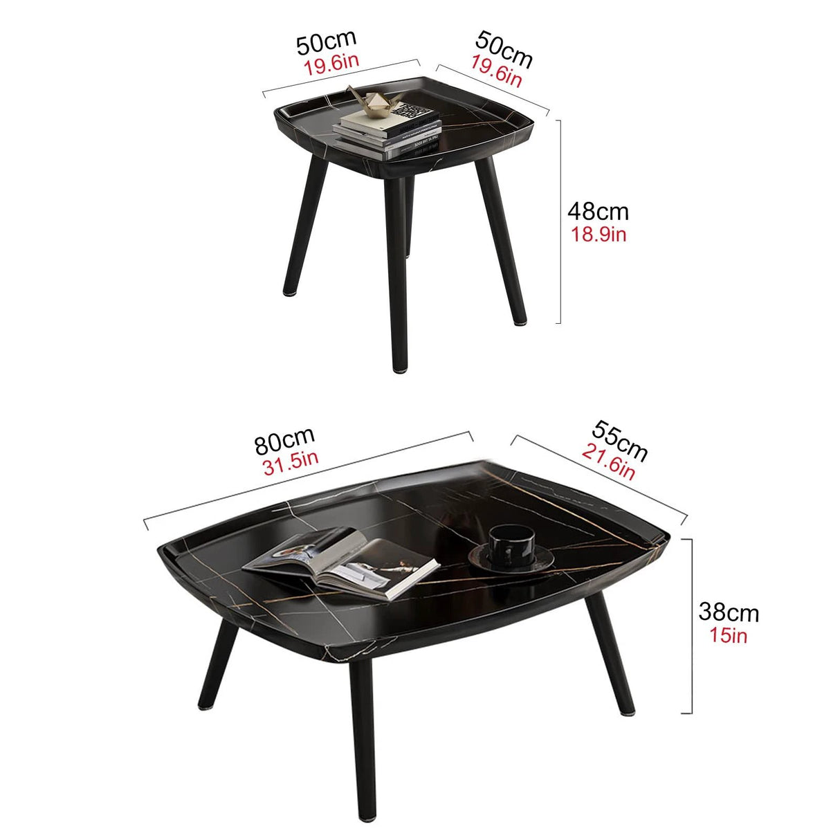 High Quality 2pc Coffee Table Set Modern Minimalist Design for Living Room & Lounge Coffee Tables
