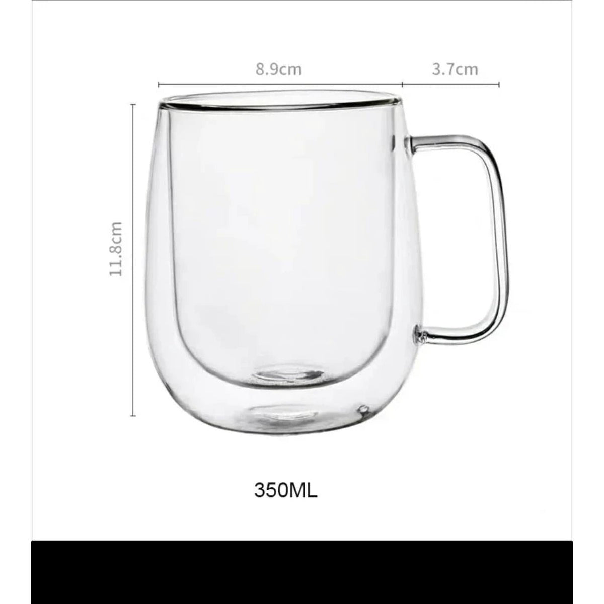 High Quality 350ml Transparent Double Wall Mug | Heat Resistant Glass Coffee & Tea Mug Tableware Mugs