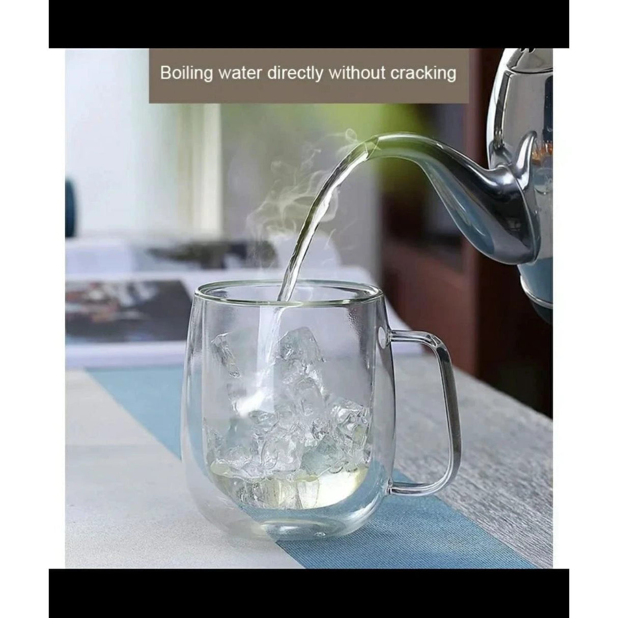 High Quality 350ml Transparent Double Wall Mug | Heat Resistant Glass Coffee & Tea Mug Tableware Mugs