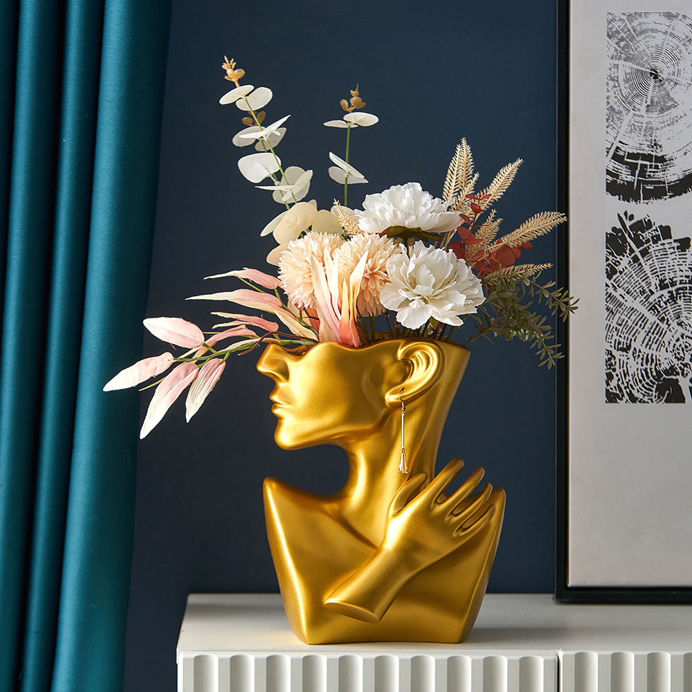 High Quality Ceramic Arrangement Human Face Modern Home Decoration