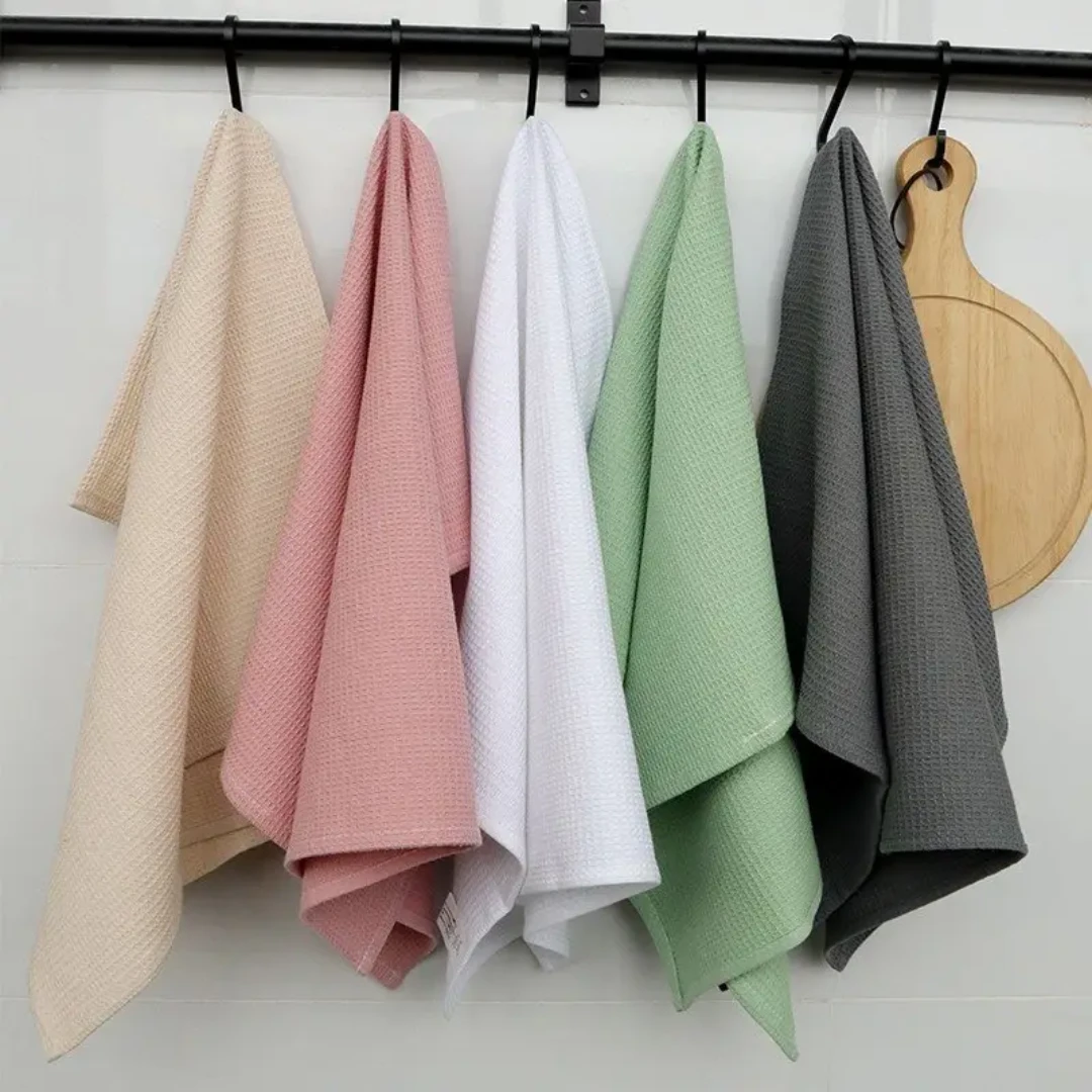 High Quality Cotton Waffle Kitchen Towels Super Absorbent White Towels.Set of 2 pcs Kitchen Towels