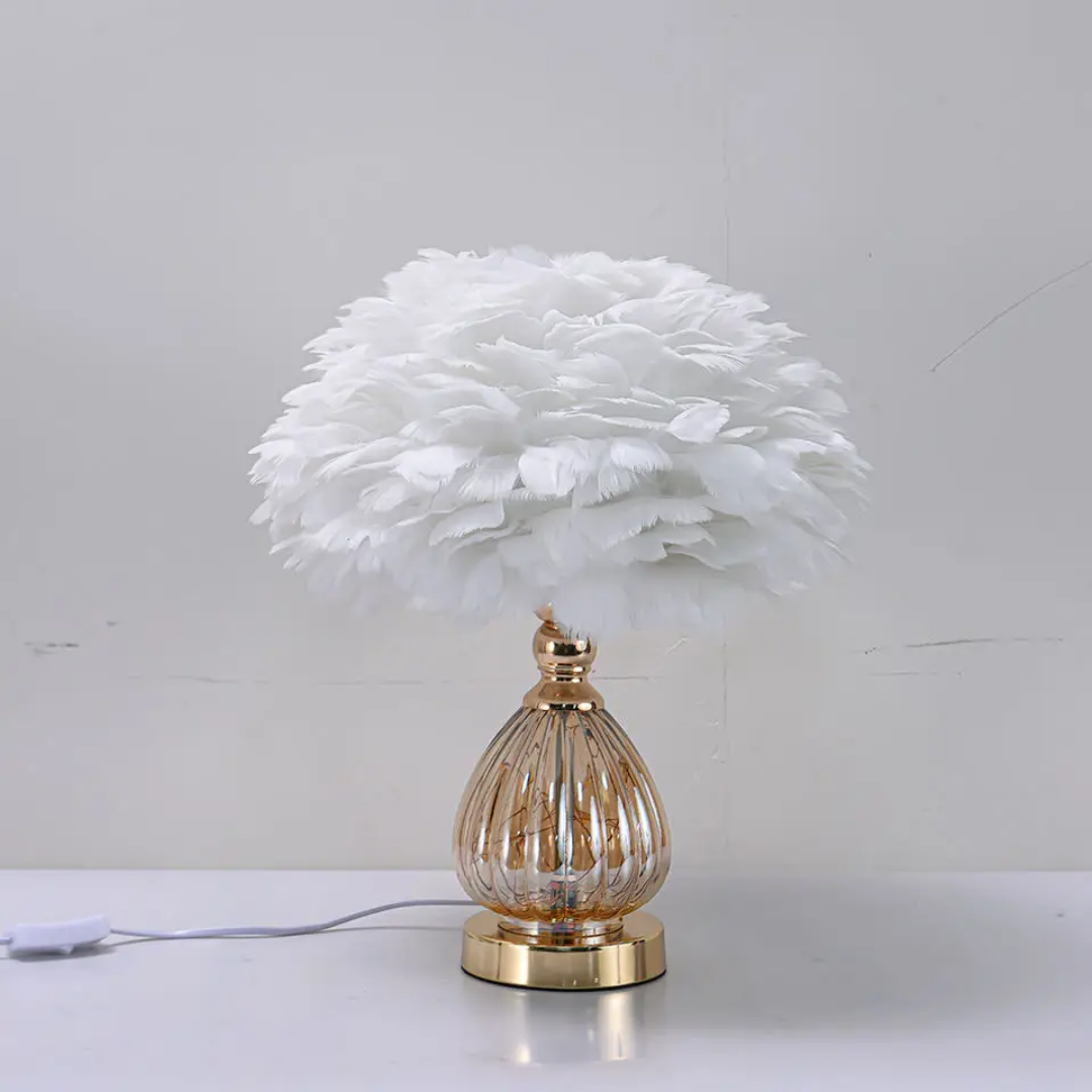 High Quality Crystal Feather Lamp Table
