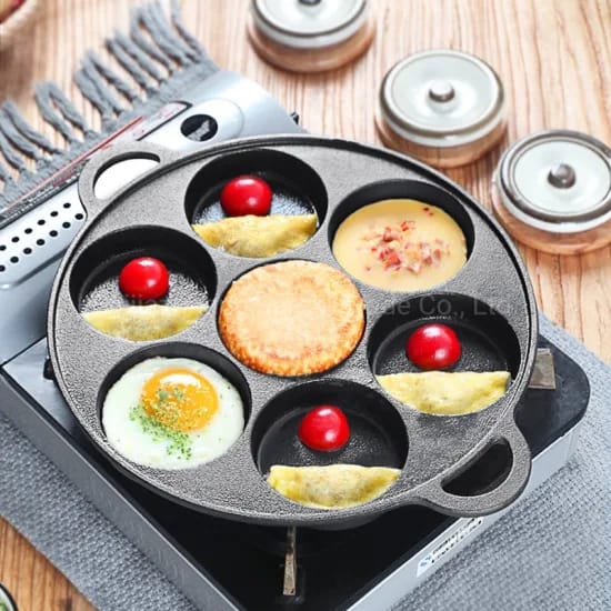 High Quality Die-Cast Non-Stick 7 Slot Pancake and Cupcake Baking Pan Induction Compatible