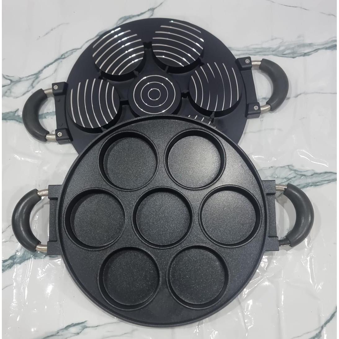 High Quality Die-Cast Non-Stick 7 Slot Pancake and Cupcake Baking Pan Induction Compatible