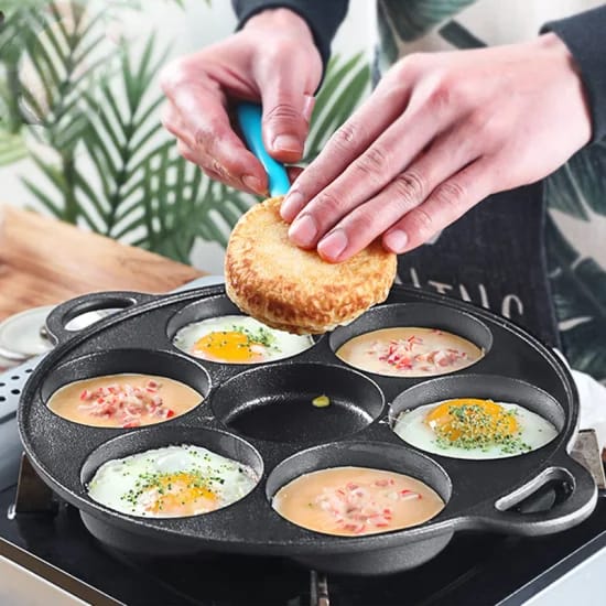 High Quality Die-Cast Non-Stick 7 Slot Pancake and Cupcake Baking Pan Induction Compatible