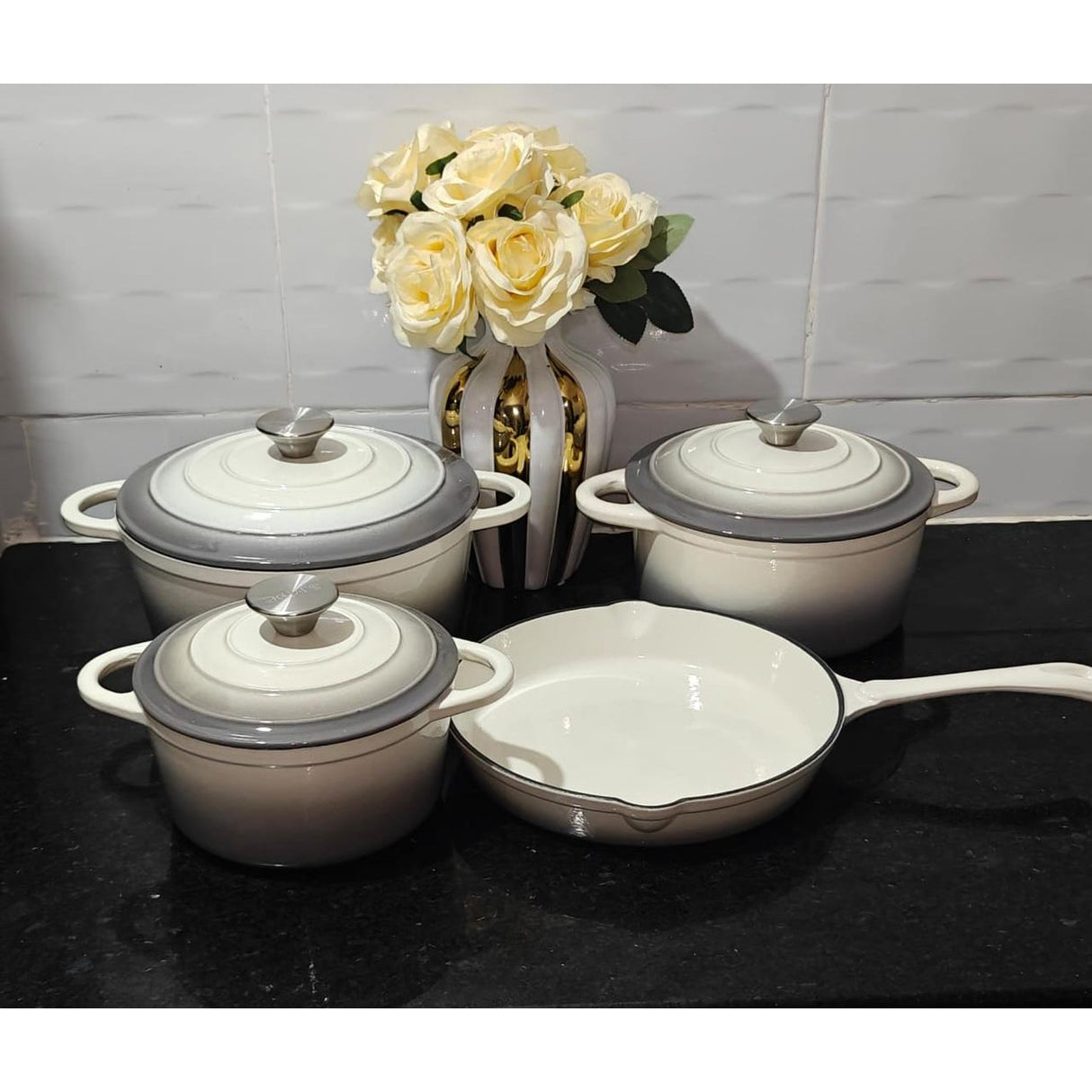 High Quality Heavy Duty S JADE Cast Iron 7pcs Cookware Set
