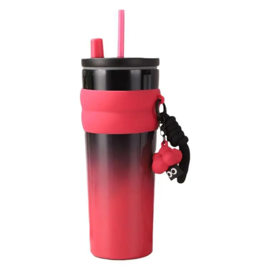 High Quality Mirror Surface Thermcups with Straw 710ml Capacity, Insulated Tumbler, Available in Pink, Silver, Green