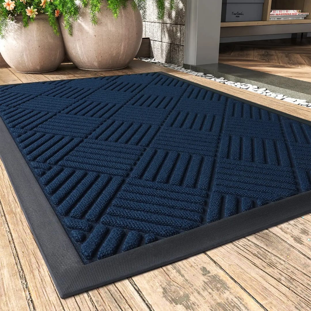 High Quality Non Slip Wear Resistant Rubber Doormat Dirt Trapping Rug 45x75cm