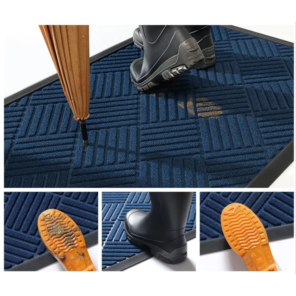 High Quality Non Slip Wear Resistant Rubber Doormat Dirt Trapping Rug 45x75cm