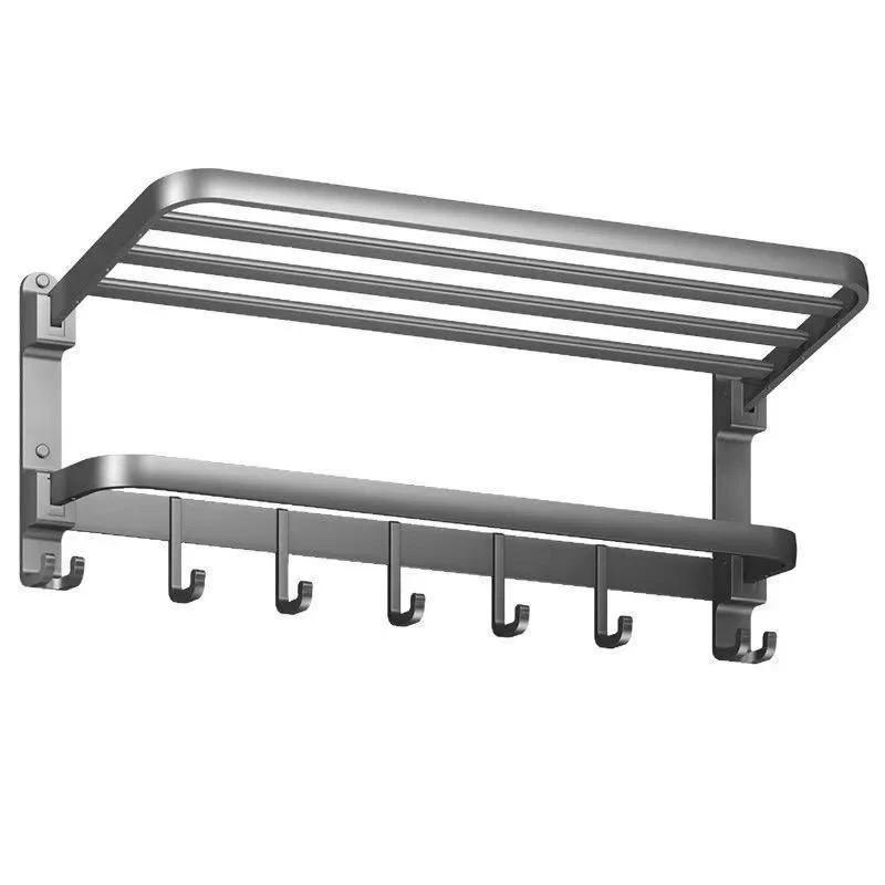 High Quality Stainless Steel Bath Towel Rack with Shelf 60cm Wall Mounted Bathroom Organizer Bathroom Storage Towel Racks