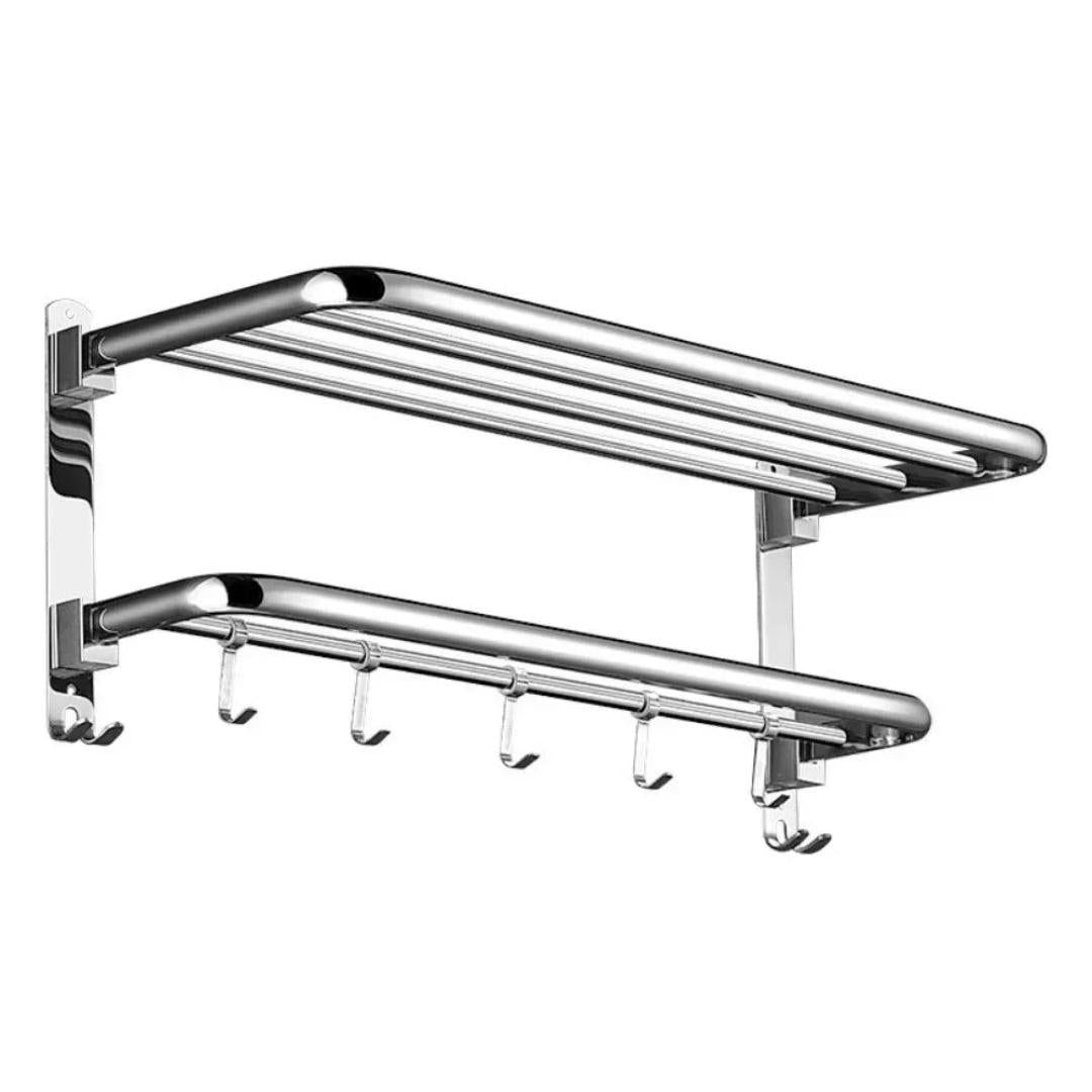 High Quality Stainless Steel Bath Towel Rack with Shelf 60cm Wall Mounted Bathroom Organizer