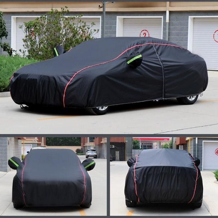 High Quality Universal Black Car Cover with Inner Fleece and Side Reflectors