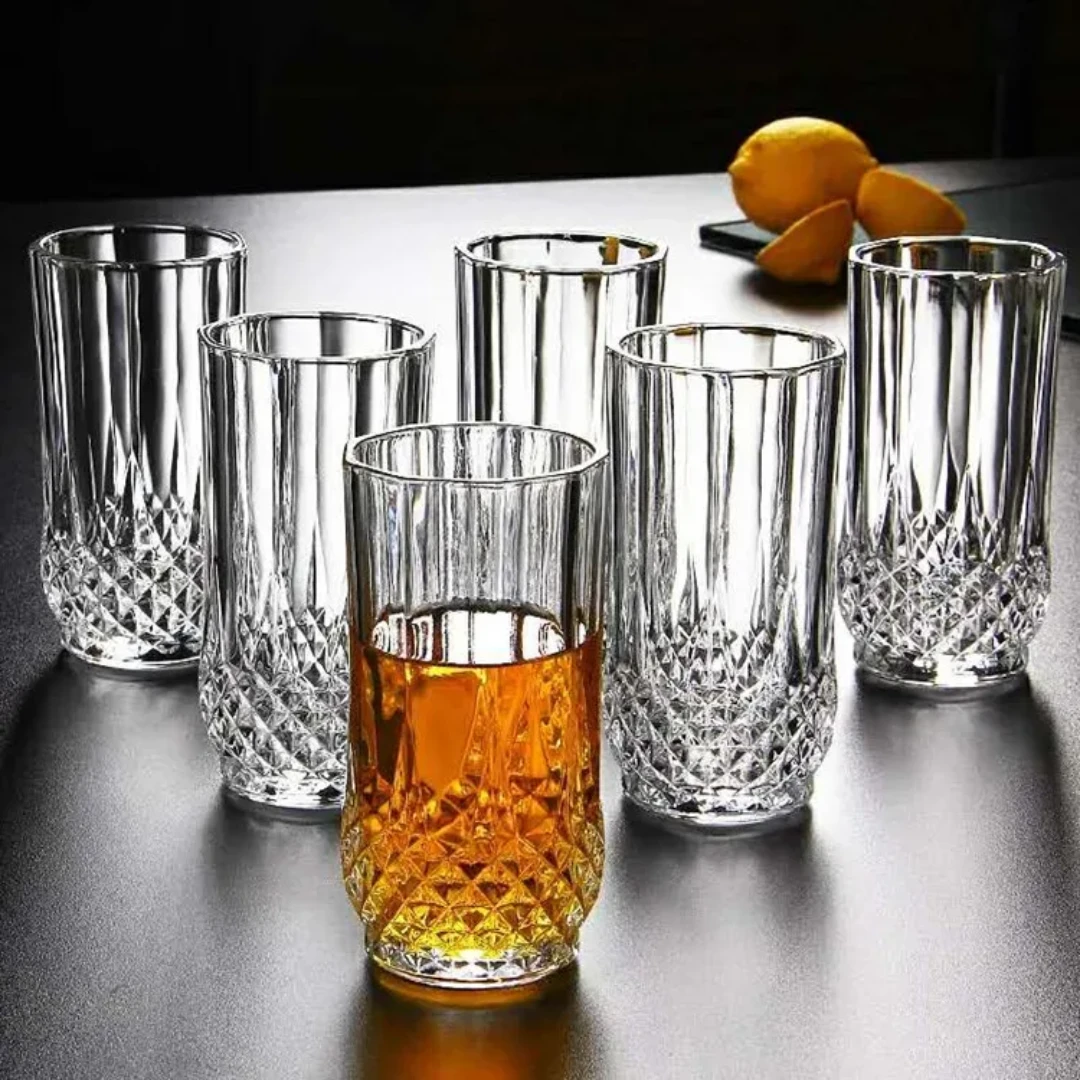 High Quality glass ElegantDiamond Glasses |Set of 6 Pcs Tableware Drinkware