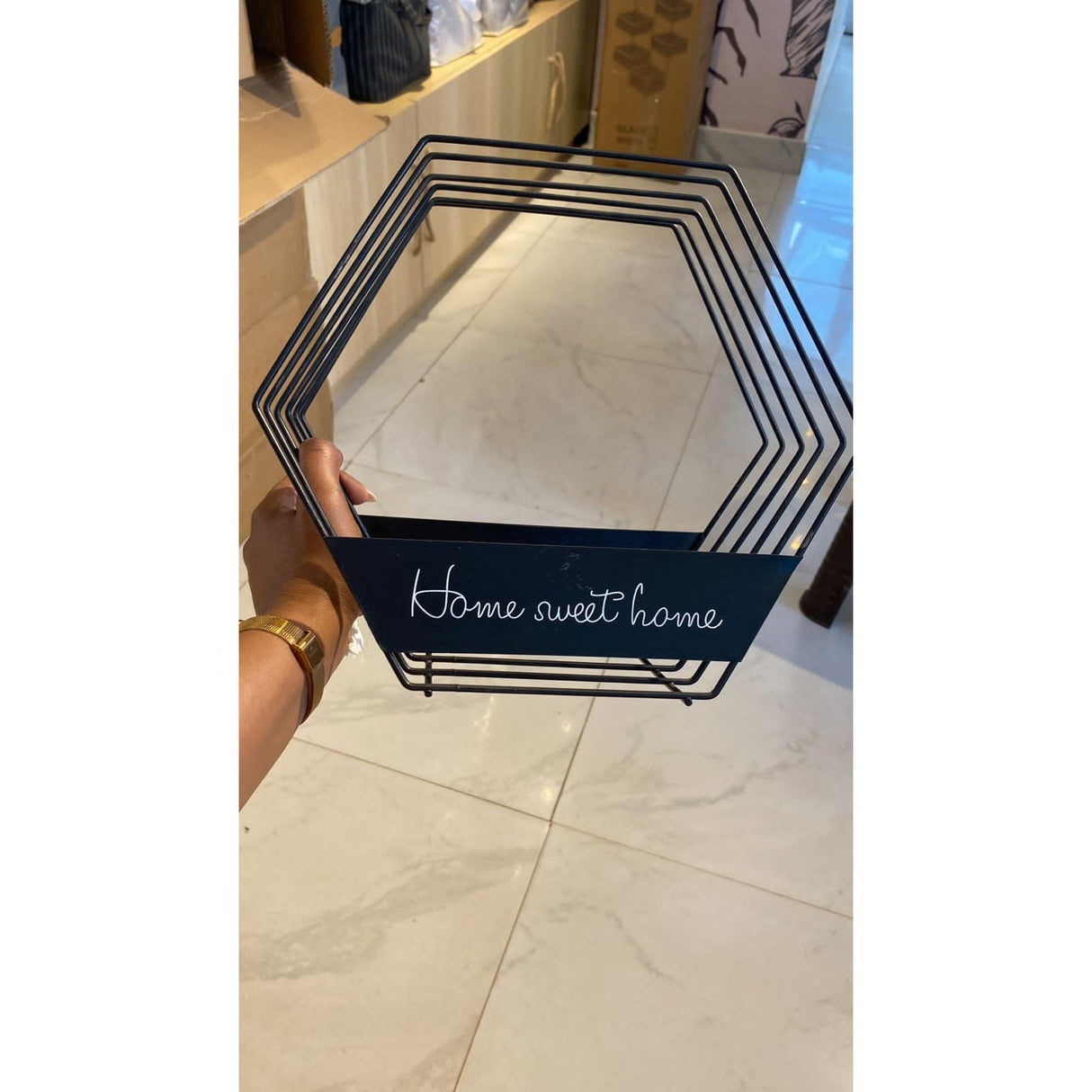 Home Sweet Home 5-Grid Plate Rack – Carbon Steel Dish Organizer (Black)