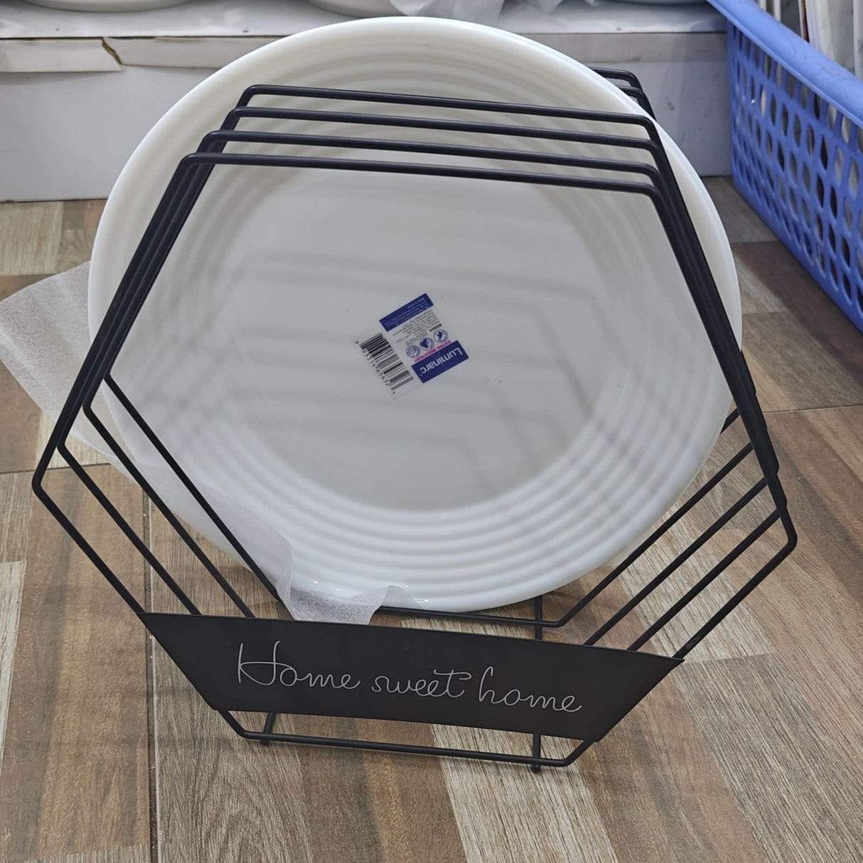 Home Sweet Home 5-Grid Plate Rack – Carbon Steel Dish Organizer (Black)