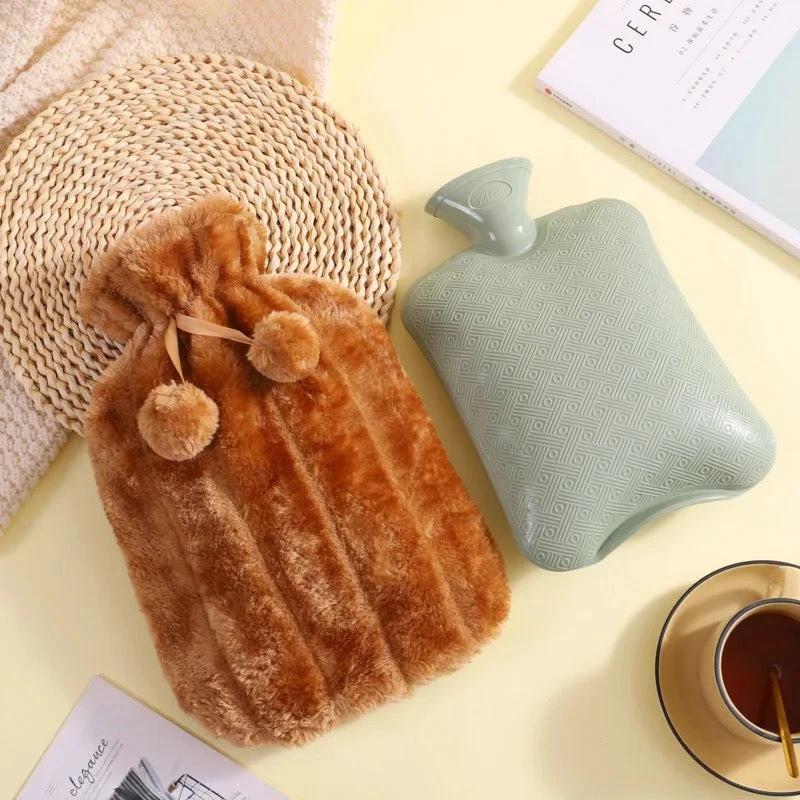 Hot Water Bottle With Lid and Soft Plush Bag, 2Litre,For Soothing Menstrual Cramps, Bottle Bag Personal Care Appliances Health & Beauty