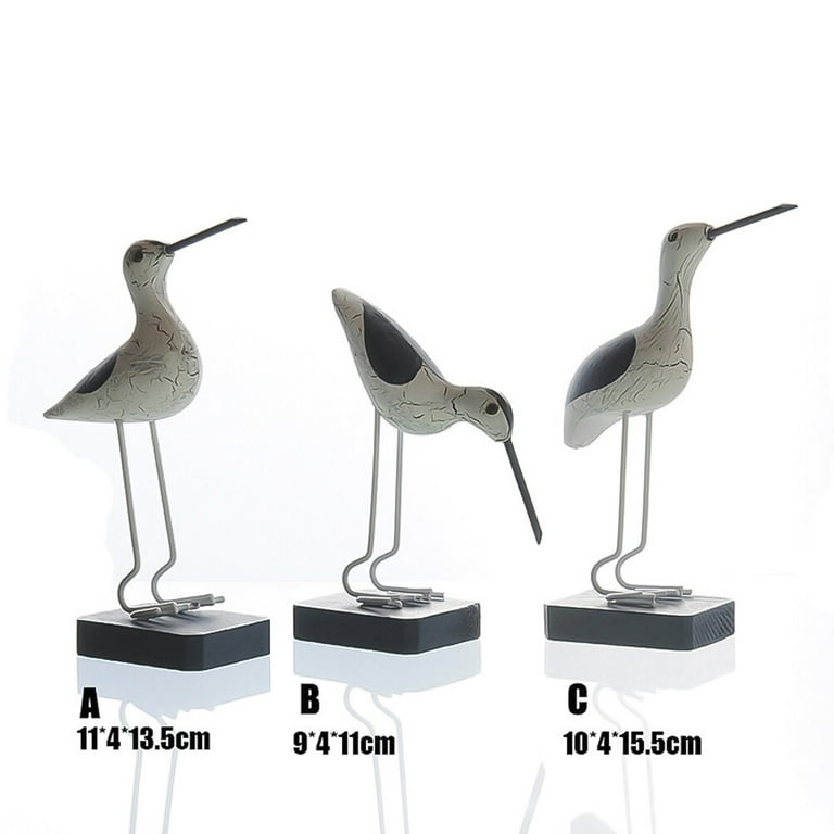 3pcs Wooden Seagulls Birds Nautical Figurine Decor