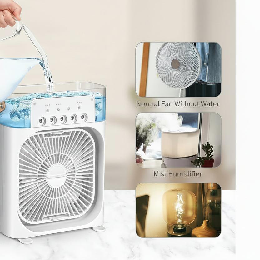 Portable Humidifier Air Cooler Fan with Mist and LED Light
