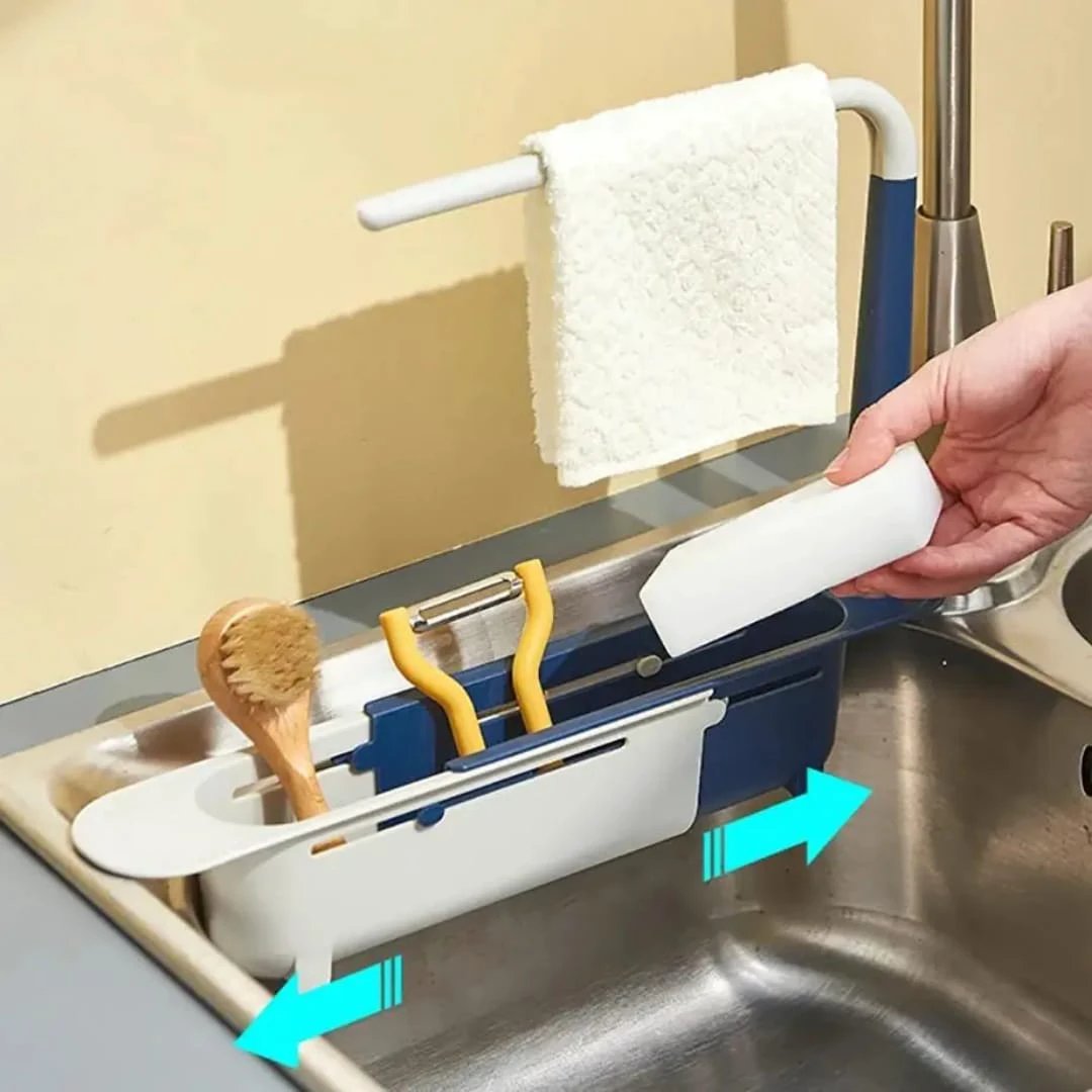 Telescopic Sink Shelf Kitchen Organizer Soap & Sponge Drain Rack Sink accessories Sink Caddies