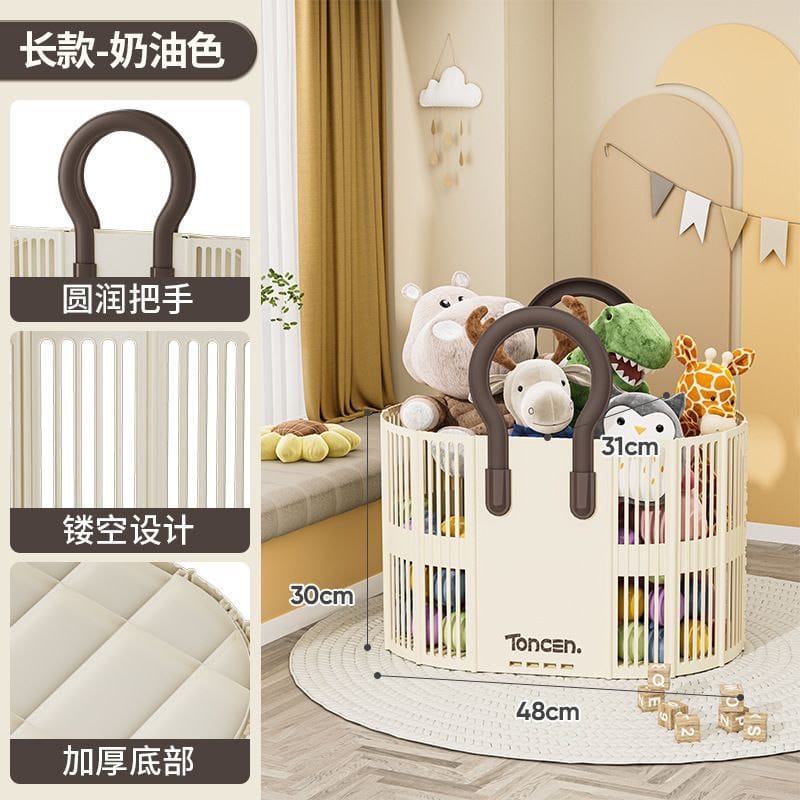 Foldable Laundry and Toy Storage Basket with Handle