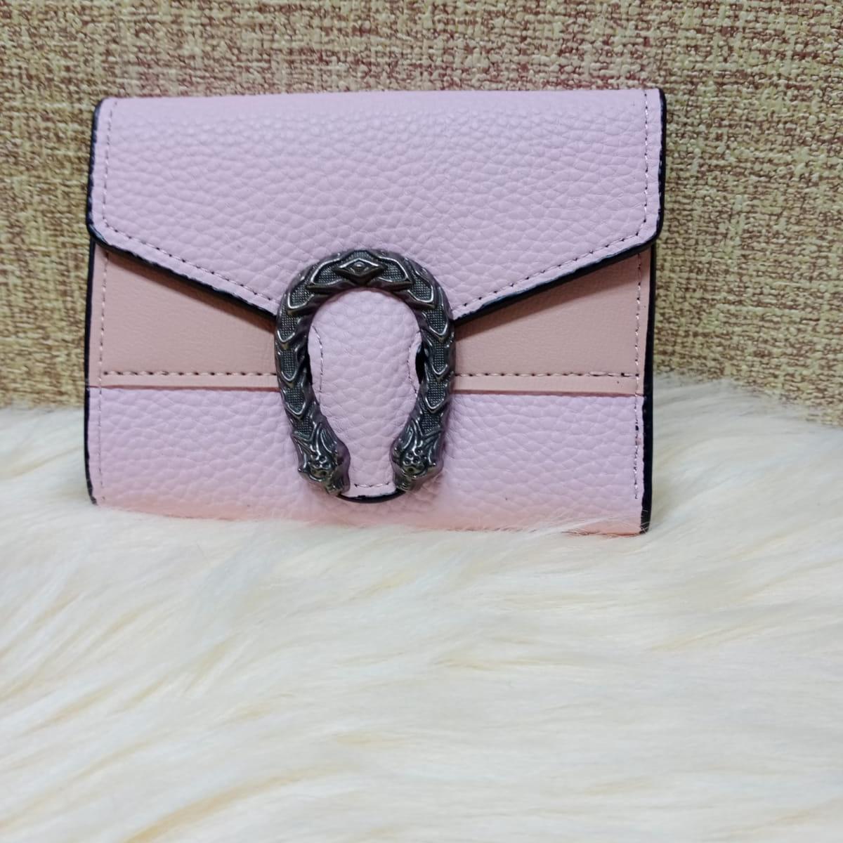 Ladies Short Foldable PU Leather Wallet with Card Slots