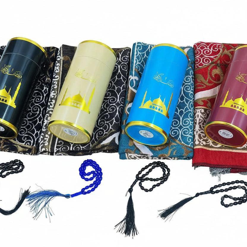 3 in 1 Portable Prayer Mat Set with Tasbih and Storage Cylinder Prayer mat Religious Items
