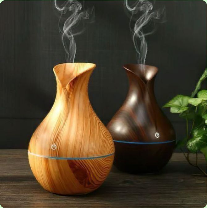 Wooden Ultrasonic Humidifier 130ml Portable Aroma Diffuser
