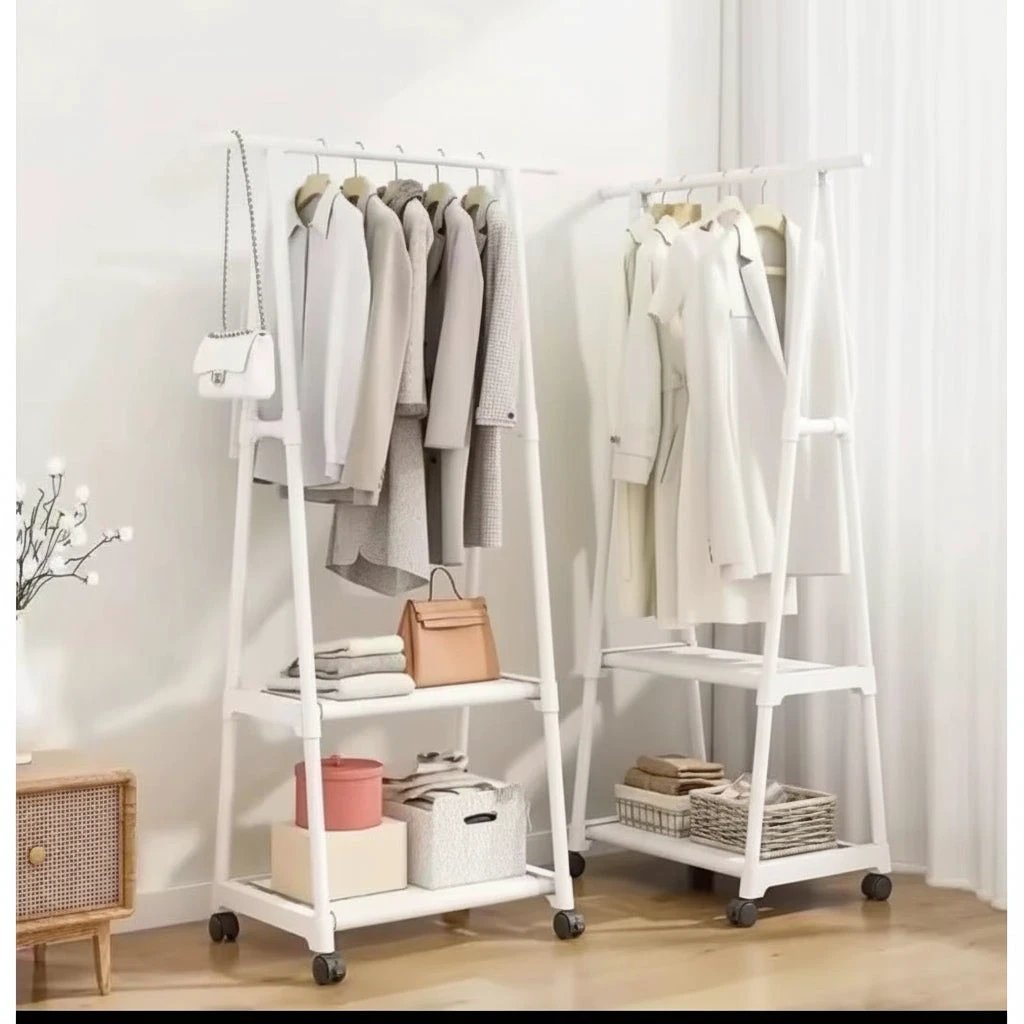 Indoor Triangular Coat Rack with Wheels Multi-Layer Mobile Hanging Rack Home essential Garment Racks