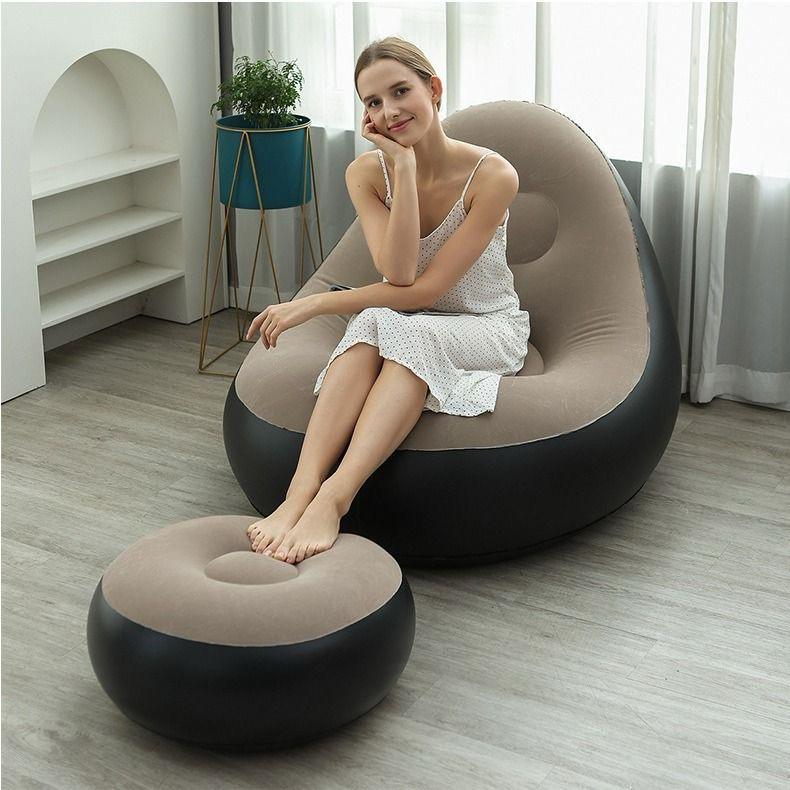 Inflatable Deluxe Lounge Seat with Footrest & Free Manual Pump – 2pcs Set
