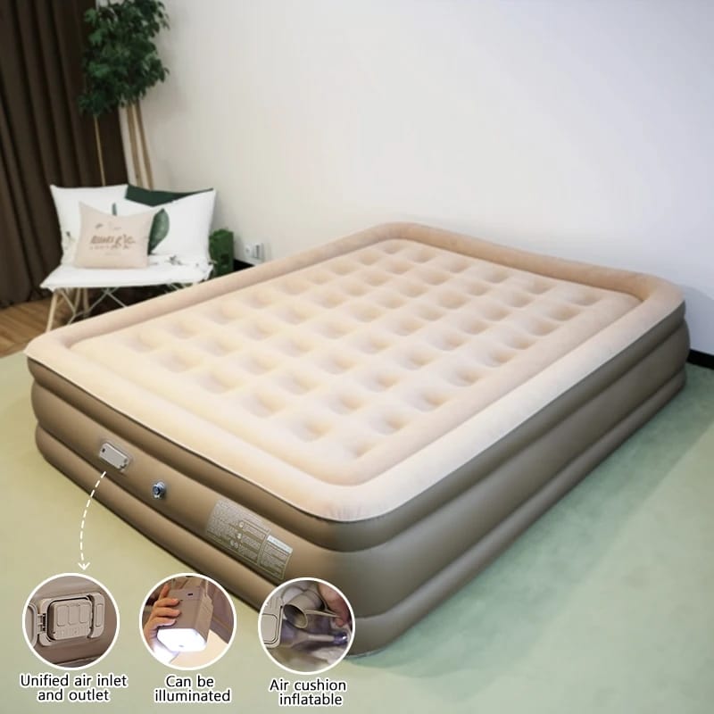 Inflatable Queen Size Airbed Mattress with InnBuilt Electric Pump 203x152x38cm