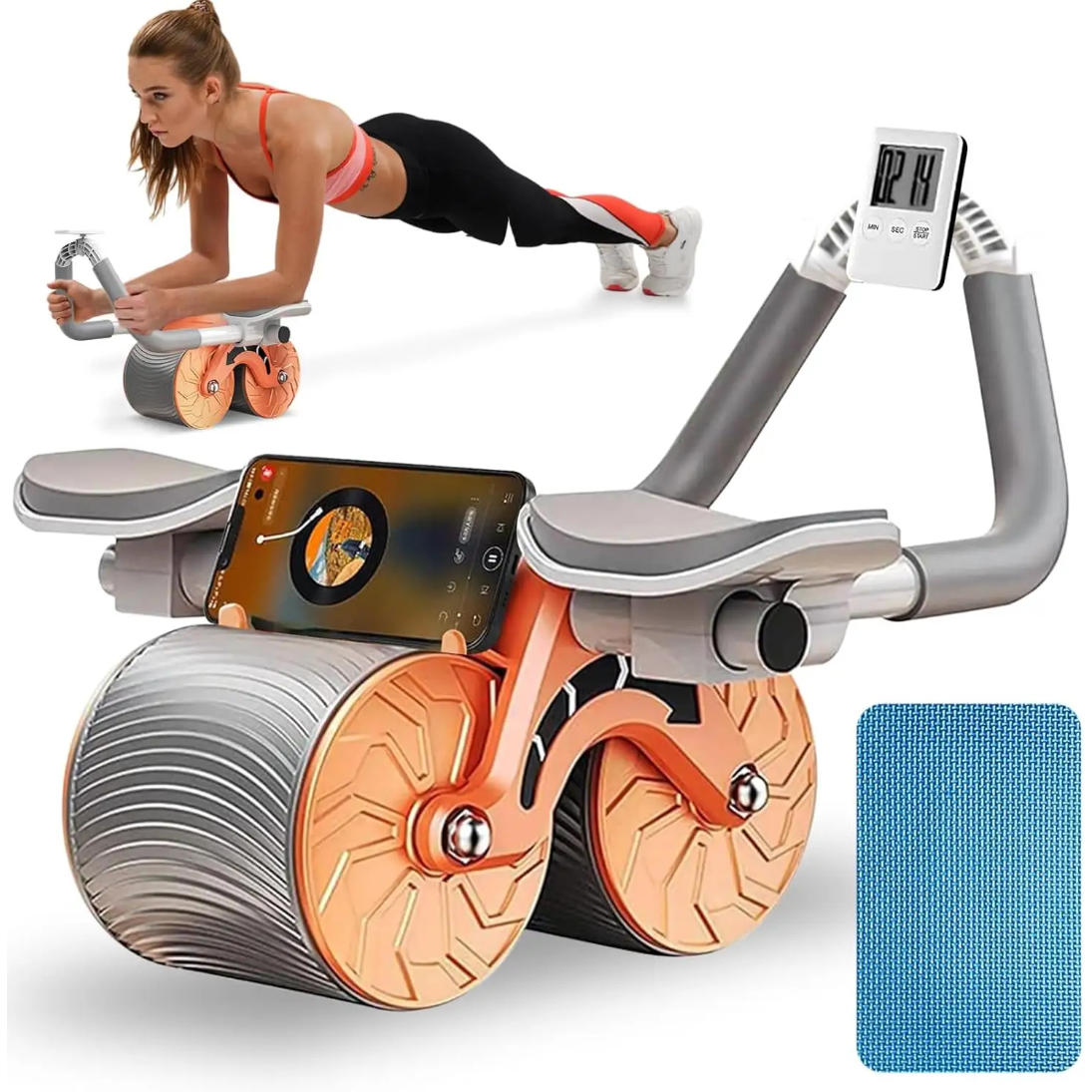 Intelligent Belly Trimmer Wheel Auto Rebound Ab Roller for Flat Tummy & Core Strength.