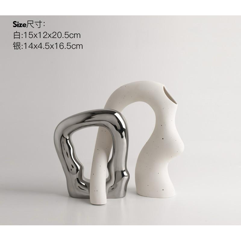 Interlocking Ceramic Sculptures – Minimalist Modern Home Decor Duo