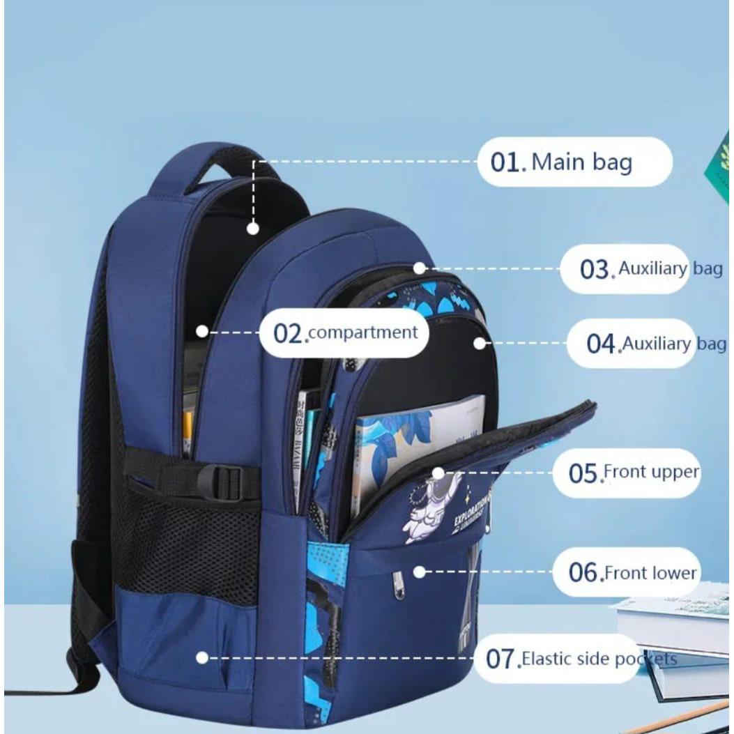 Kids Astronaut Fashion School Bag Large Waterproof Backpack