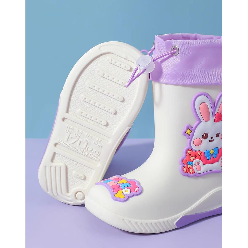 Kids Cartoon Theme Waterproof Gumboots with Adjustable Tie Loop
