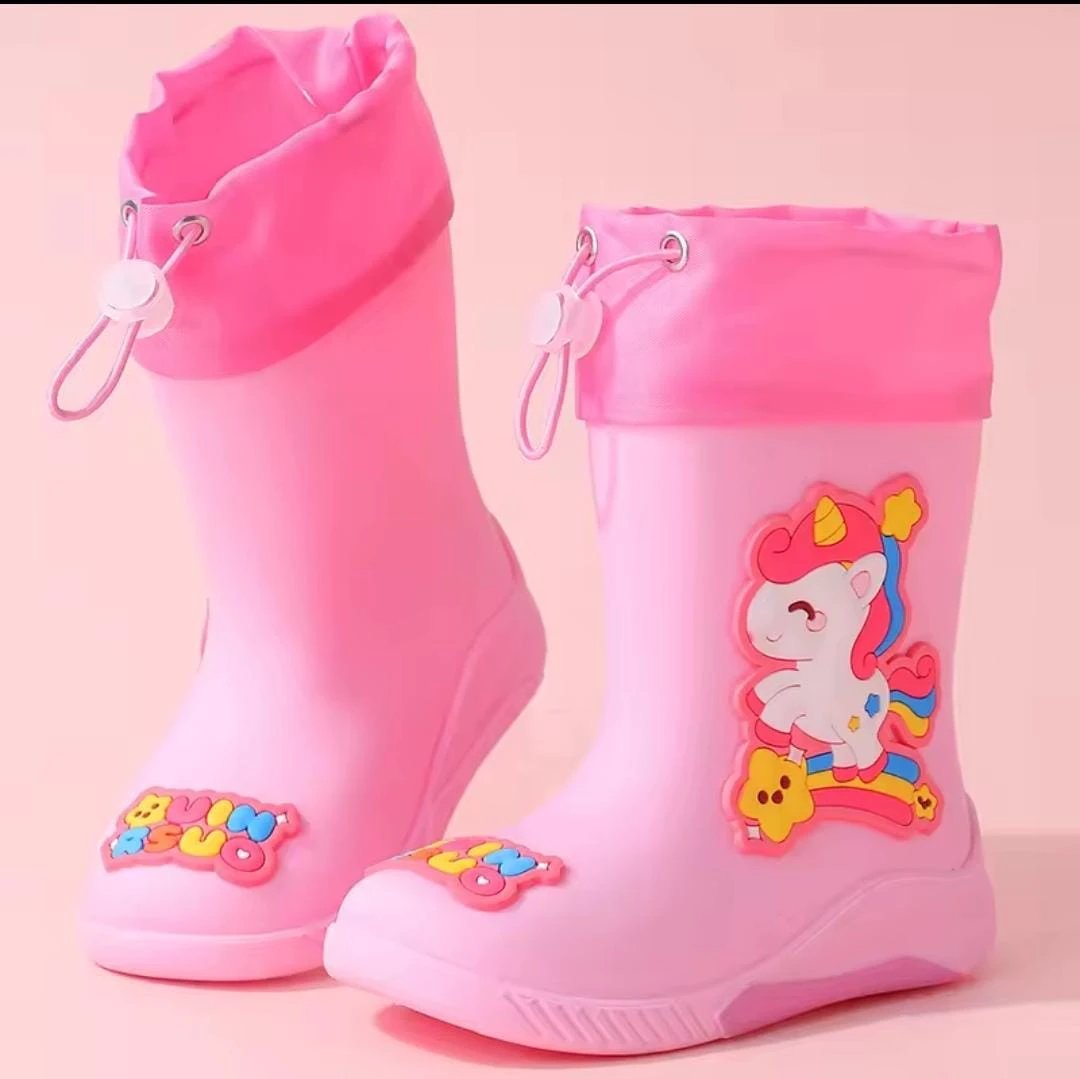 Kids Cartoon Theme Waterproof Gumboots with Adjustable Tie Loop Kids essential Baby & Toddler Boots
