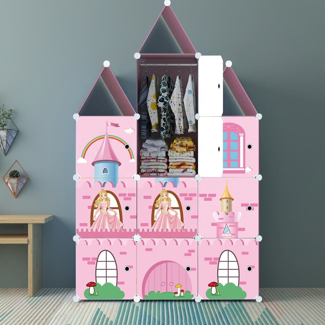 Kids Portable Plastic 3 Column Wardrobe | 110.5cm (Height) x 37cm (Width) x 163cm (Length).