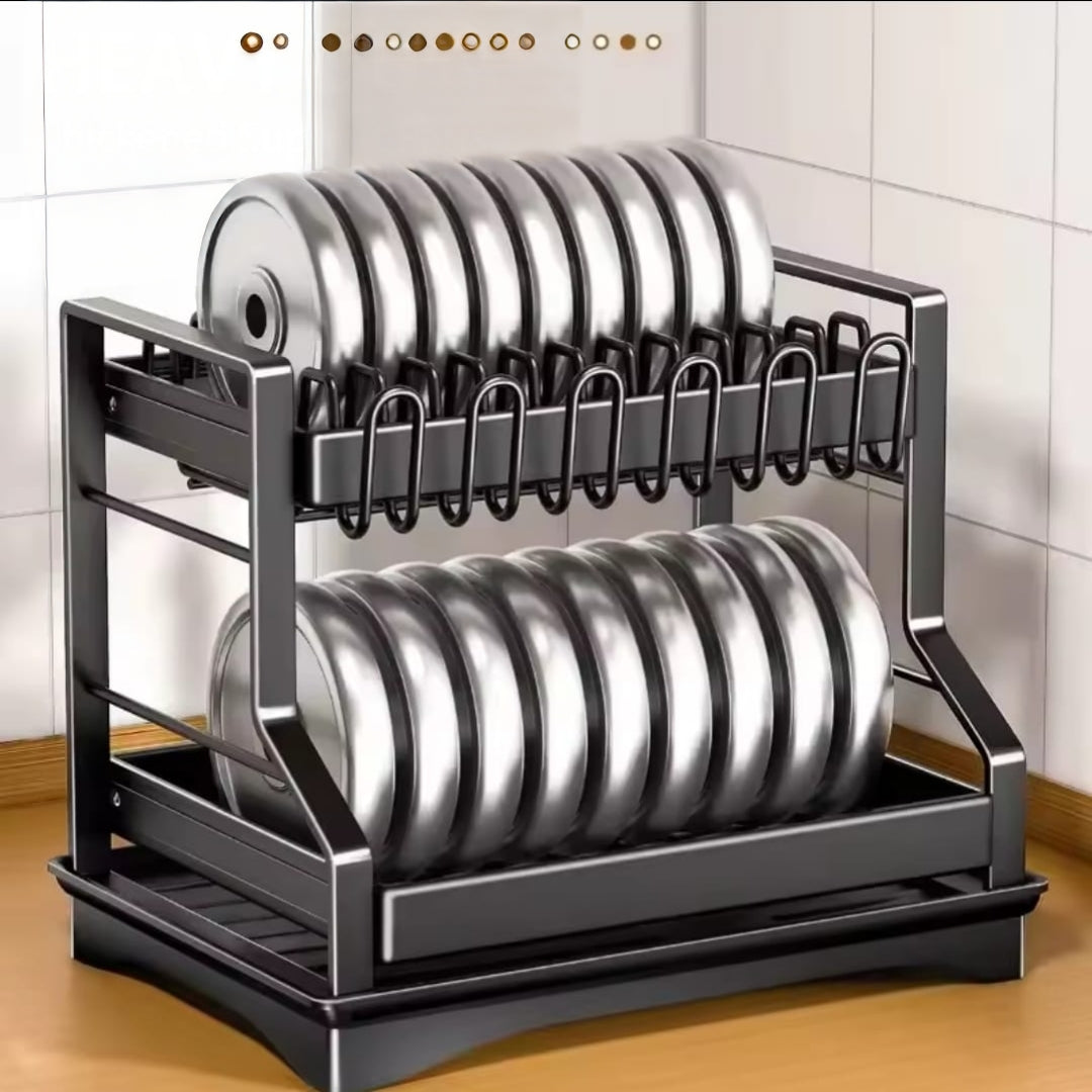 Kitchen Dish Bowl Drainer Rack with Drain Basket and Utensil Storage – 2 Tier